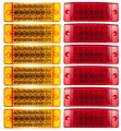 6in X 2in 21 Led Rectangle Side Marker Clearance Lights 12v Waterproof Sealed Red And 6 Amber Set For Heavy Duty Trucks 