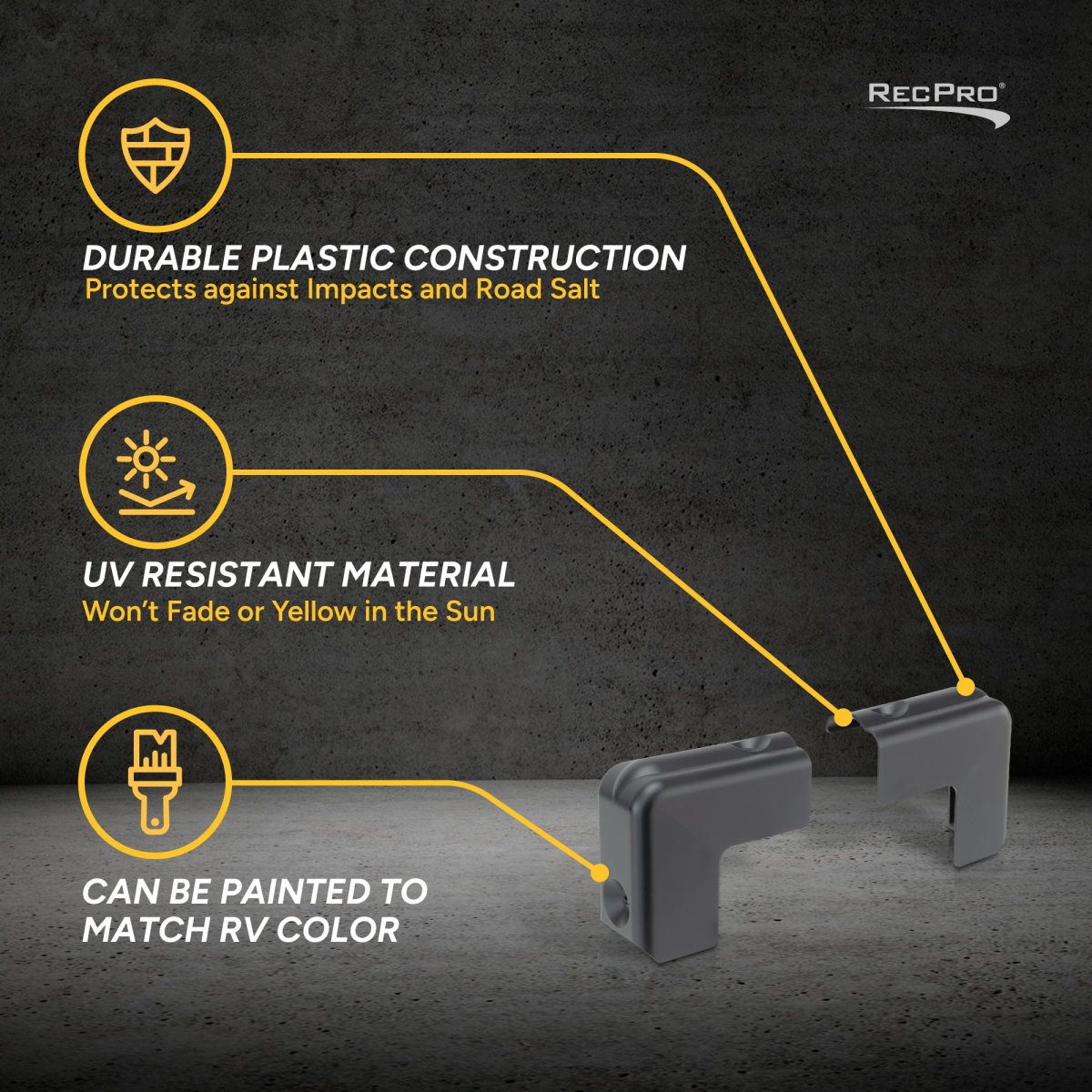 Rv 3 In Edge Mount Rear Corner Trim Left And Right Pair 2 Pack Uv Stabilized Plastic Black Rp-trm-crnr-top-lr-2in