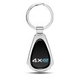 Jeep 4xe Black Dome Chrome Metal Teardrop Key Chain Official Licensed 