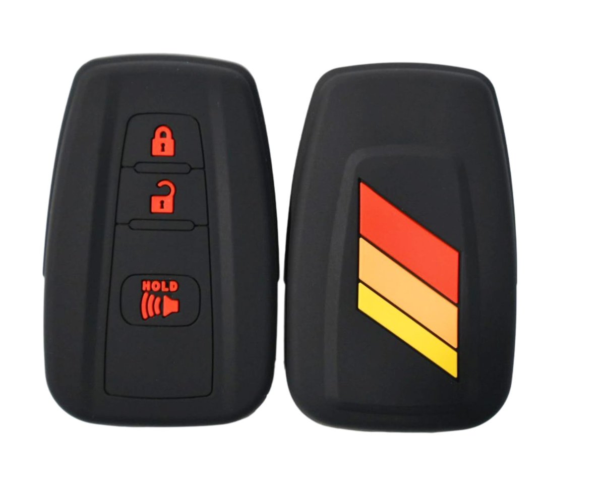 Silicone Sport Racing Stripes  Trimed Key Fob Cover For Toyota Trd 4runner Corolla Gr Rav4 Highlander Performance 3 Buttons