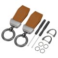 2pcs Car Key Chain Zinc Alloy Leatherchain Anti-lost D-ring Key Fob 360 Degree Rotatable Decorative With Screwdriver For Men