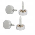A 14mm Dia Round Head Advertising Mirror Screw Cap Nails Silver Tone 4pcs 