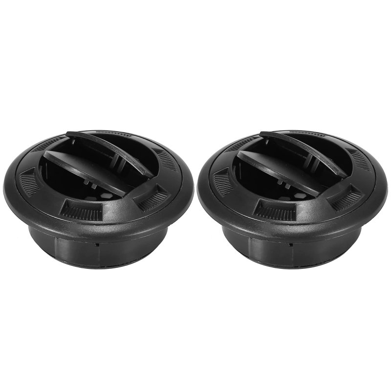 2pcs 75mm Universal Black Air Conditioning Warm Vent Deflector Outlet Louvered For Car Rv With Grille