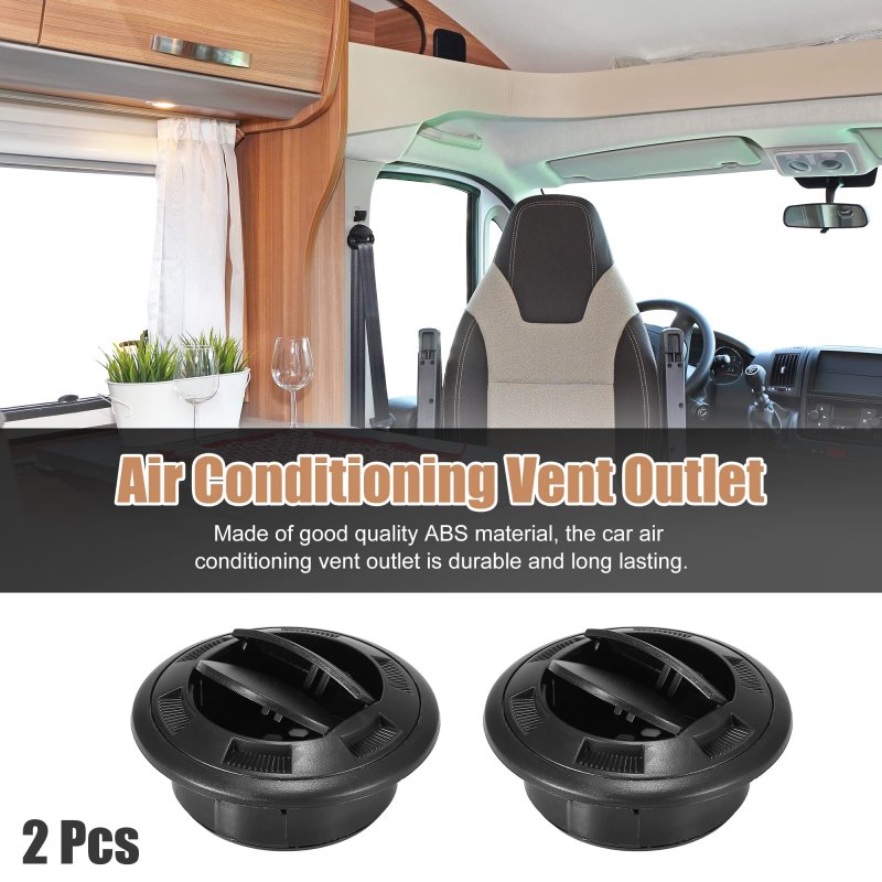 2pcs 75mm Universal Black Air Conditioning Warm Vent Deflector Outlet Louvered For Car Rv With Grille