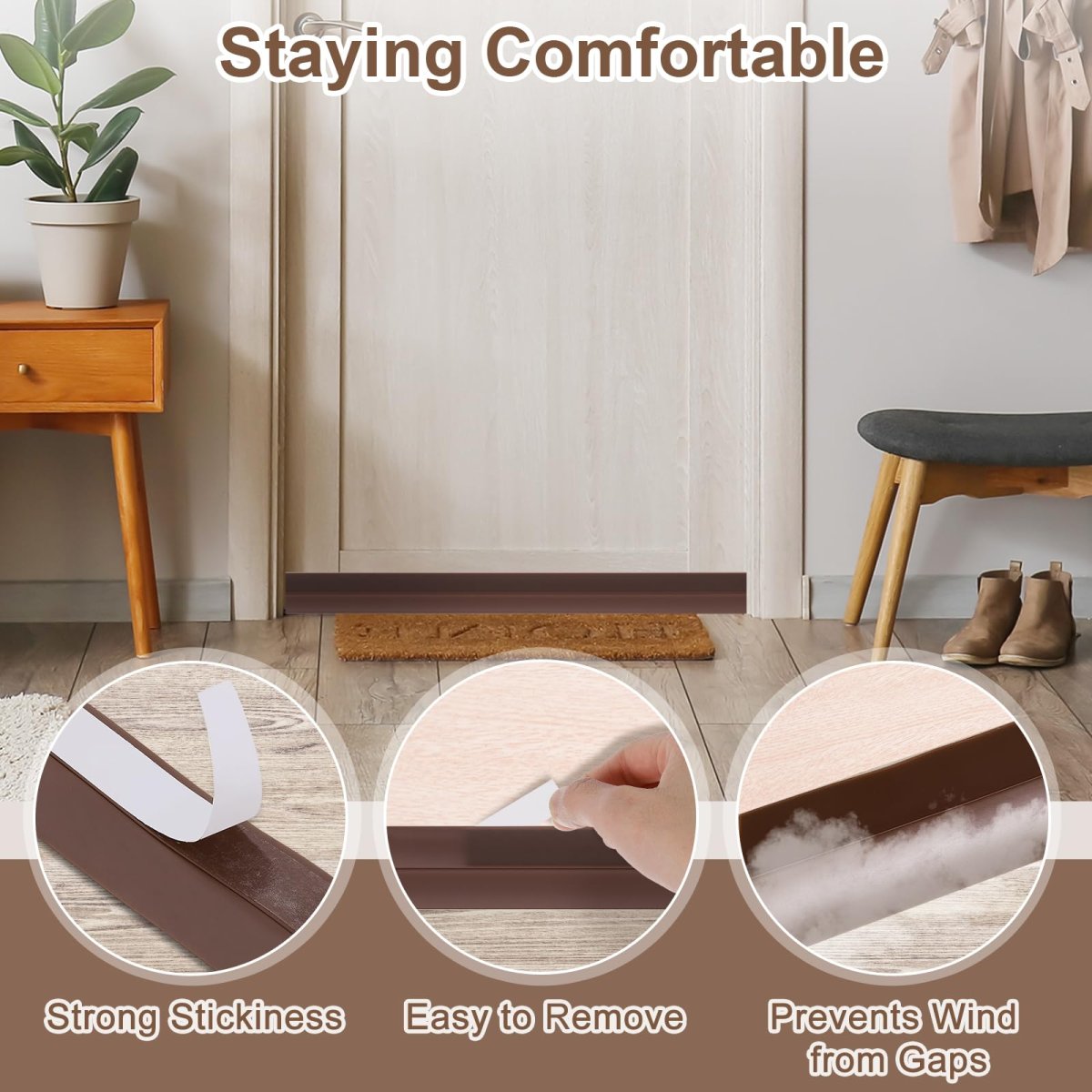 16 4 Feet Weather Stripping Adhesive Seal Strip Door Draft Stopper Bottom Tape For Window Gap Winter Insulation 35mm White
