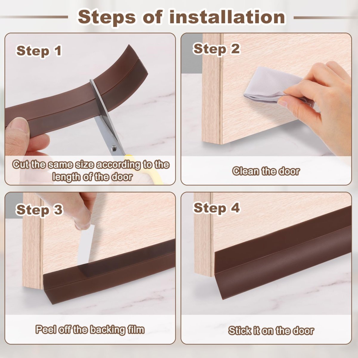 16 4 Feet Weather Stripping Adhesive Seal Strip Door Draft Stopper Bottom Tape For Window Gap Winter Insulation 35mm White