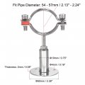 Uxcell Wall Mount Ceiling Pipe Support 304 Stainless Steel Adjustable Bracket Clamp For 54-57mm