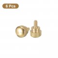 Uxcell M3x6mm Knurled Thumb Screws 6pcs Brass Bolts With Shoulder Grip Knobs Fasteners Tone