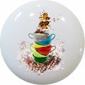 Carolina Hardware And Decor 2297 Coffee Cups Watercolor Ceramic Cabinet Drawer Knob