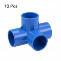 Uxcell 4-way Elbow Pvc Pipe Fitting Furniture Grade 32mm Size Tee Corner Fittings Blue 10pcs