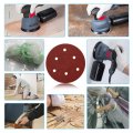 Hifrom 60pcs 5 Inch Sanding Discs 6-hole Dustless Hook-and-loop 100 Grit Sandpaper Assortment Replacement For Random Orbital