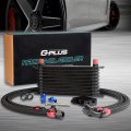 10 Row Aluminum Engine Transmission Oil Cooler Kit Compatible For Bmw N54 Twin Turbo 135 E82 335 E90 E92 E93 Black