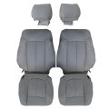 Driver Passenger Bottom Top Leather Seat Cover Gray Headrest For Ford F150 Lariat 2009 2010 2011 2012 2013 2014 