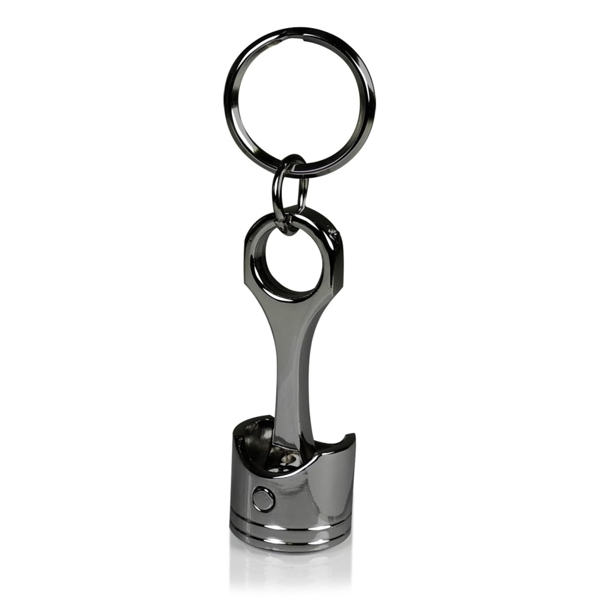 Hemi Powered Logo Engine Piston And Rod Metal Key Chain Black Chrome Finish With Poly Resin Dome 2 5 In X 0 75 Size
