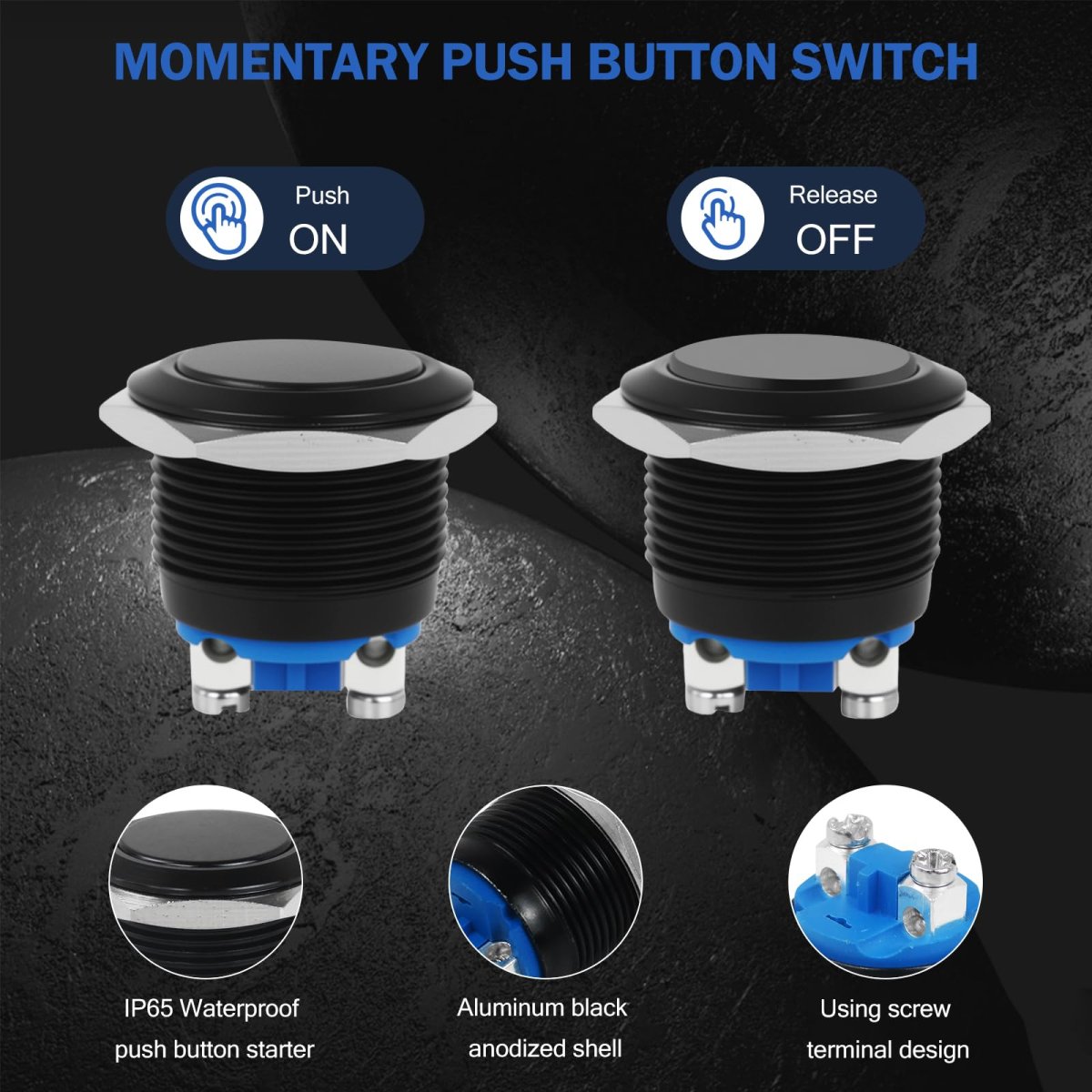 12v 19mm Momentary Horn Push Button Switch Waterproof Metal Round Starter Power For Rv Truck Boat Marine 4 Pcs
