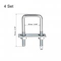 Uxcell Square U-bolts 1 25mm Inner Width Carbon Steel M8 With Nuts Frame Plate Round Washers 4 Set