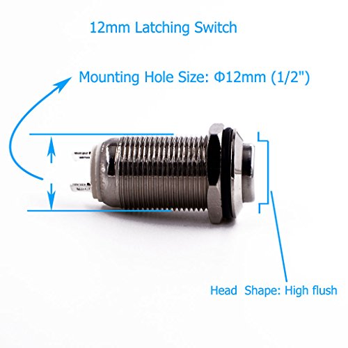 URTONE UR129 Latching Push Button Switch 1NO ON/OFF DC/AC 36V 2A Aluminum 