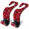 Otostar Car Headrest Hooks Handmade Bling Diamond Hangers Organizer Universal Auto Seat For Vehicle 2 Pack Red 