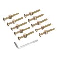 10pcs Bed Frame Bolts M6x55mm Hex Socket Head Cap Screws With Barrel Nuts Hardware Replacement Kit M4 Wrench For Furniture Beds 
