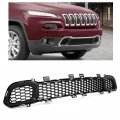 Hecasa Lower Grille Grill Compatible With 2014-2018 Jeep Cherokee Bumper Assembly Black Abs Plastic Replacement For 68203216aa