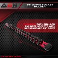 Abn Red Aluminum Sae Standard 1 4in Drive Socket Holder A Tool And Organizer Rail With Clips
