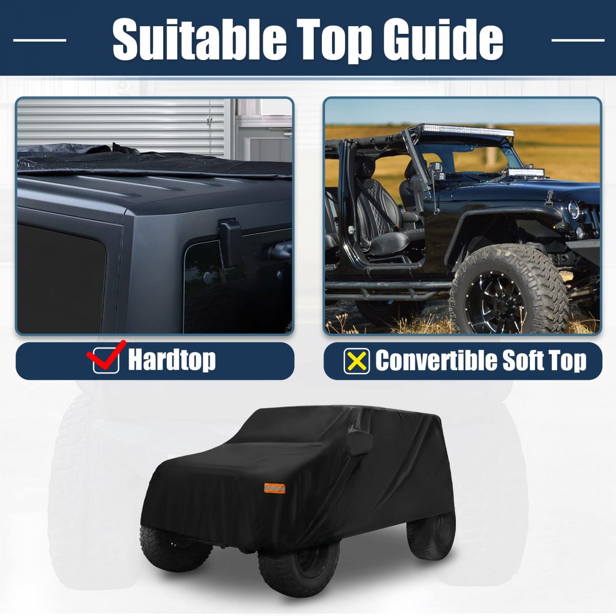 Suv Car Cover Fit For Jeep Wrangler Jk Jl 2 Door 2007-2021 Outdoor Waterproof Sun Rain Dust Wind Snow Protection 210d Oxford