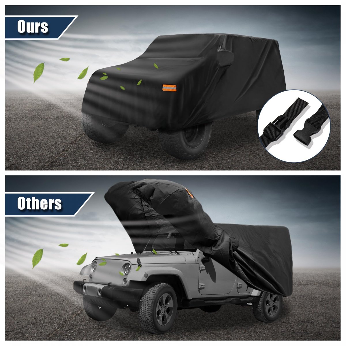 Suv Car Cover Fit For Jeep Wrangler Jk Jl 2 Door 2007-2021 Outdoor Waterproof Sun Rain Dust Wind Snow Protection 210d Oxford