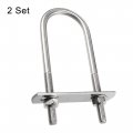 Uxcell Round U-bolt 1 73 44mm Inner Width 129mm Length Steel M8 With Nuts Plate Washers 2 Set