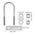 Uxcell Round U-bolt 1 73 44mm Inner Width 129mm Length Steel M8 With Nuts Plate Washers 2 Set