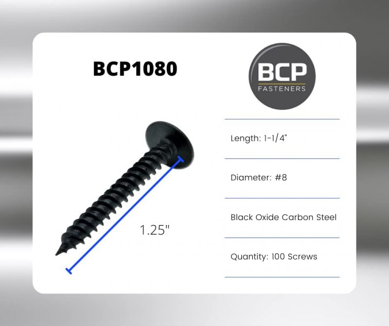 8 X 1 25 In Black Modified Truss Head Wood Screws Phosphate Coated Carbon Steel Phillips Drive Deep Thread Fasteners For And