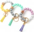 Qfungye Silicone Wristlet Keychains Key Ring Bracelets Keychain Tassel For Women 