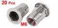 Uxcell M6 304 Stainless Steel Hex Flat Head Rivet Nut Insert Nutsert 20pcs