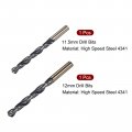 Uxcell Drill Bits Set 11 5mm 12mm Titanium Nitride Coated High Speed Steel 4341 Straight Round Shank Drilling Cutter For