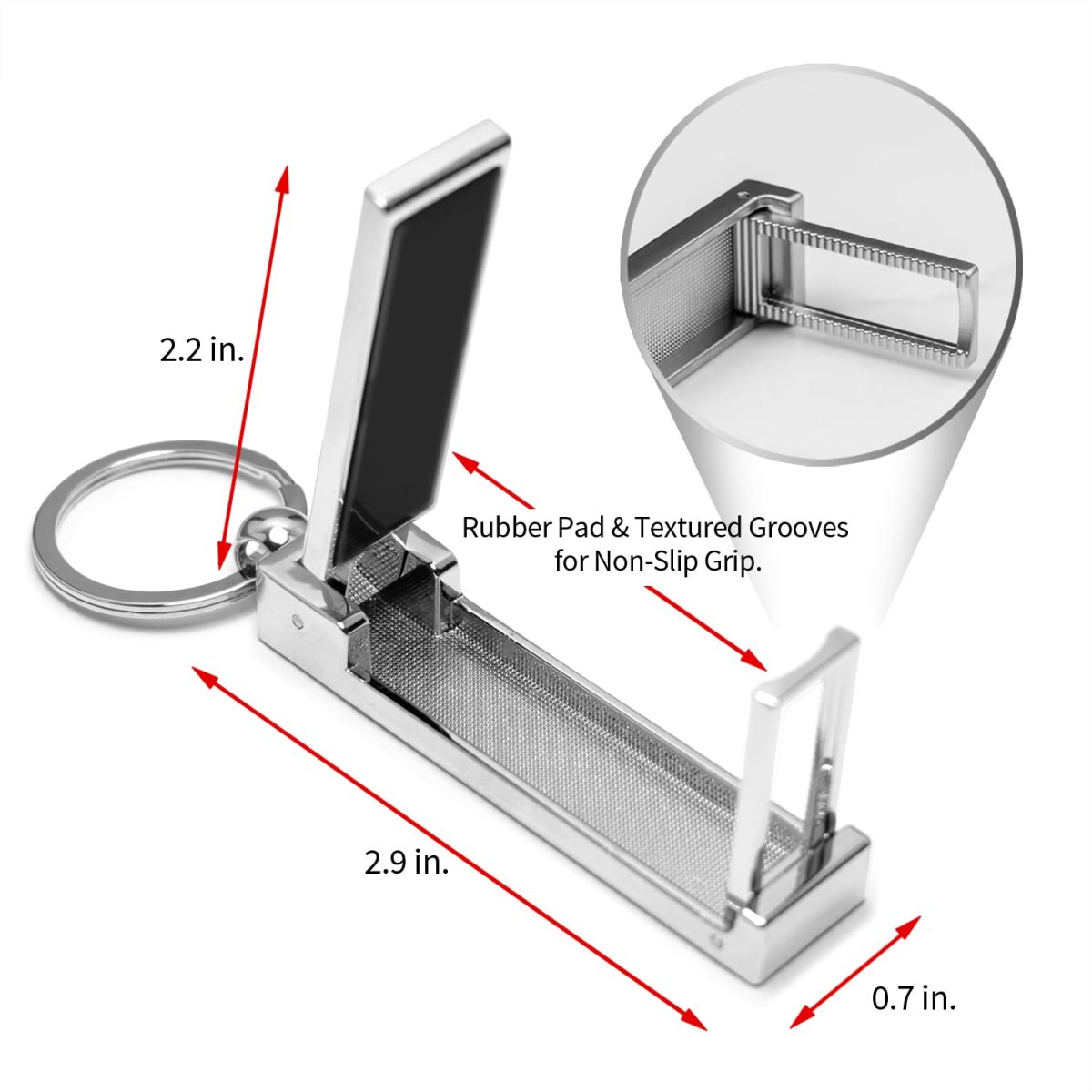Jeep Grand Wagoneer Multifunction Cell Phone Stand And Purse Bag Table Hanger Foldable Chrome Keychain 3 In X 0 75 38