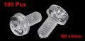 Uxcell M3 X 6mm Plastic Phillips Cross Head Machine Screws Clear 100pcs