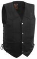 True Element Mens Basic Side Lace Adjustment Leather Motorcycle Vest Black Large