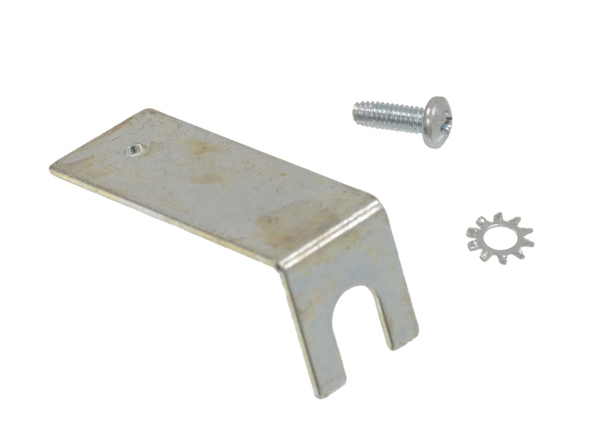 1959 1962 Corvette Fuel Injection Coil Condenser Mount Bracket With Self Tapping Screw And External Tooth Lock Washer Zinc