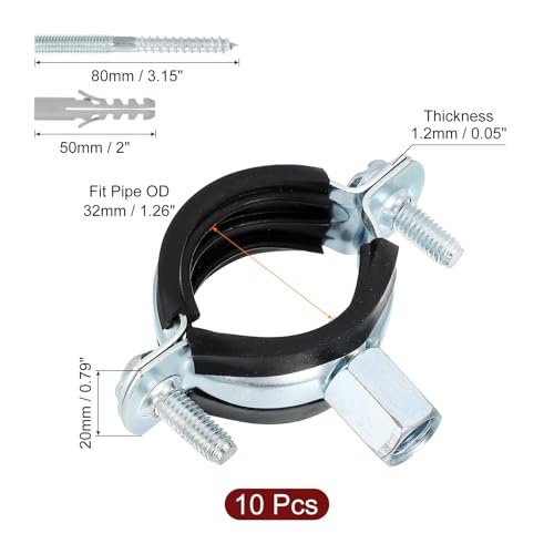 10 Pcs Adjustable Pipe Bracket Clamp 1-1 4 32mm Wall Ceiling Mount Split Ring Hanger Galvanized Iron Strap Support With Screw