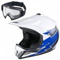 Ahr H-ven12 Youth Dot Motocross Helmet And Goggles Set Clear Lens Atv Mx Off-road Blue Xl 