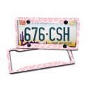 Pink Leopard Print License Plate Frame Cheetah Covers Wildlife Holder Aluminum Cute Design For Valentine S Day Gifts