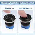 X Autohaux 22mm Interior Momentary Push Button Switch Metal Round Start Spst 1no Ac 12-24v For Car White Light