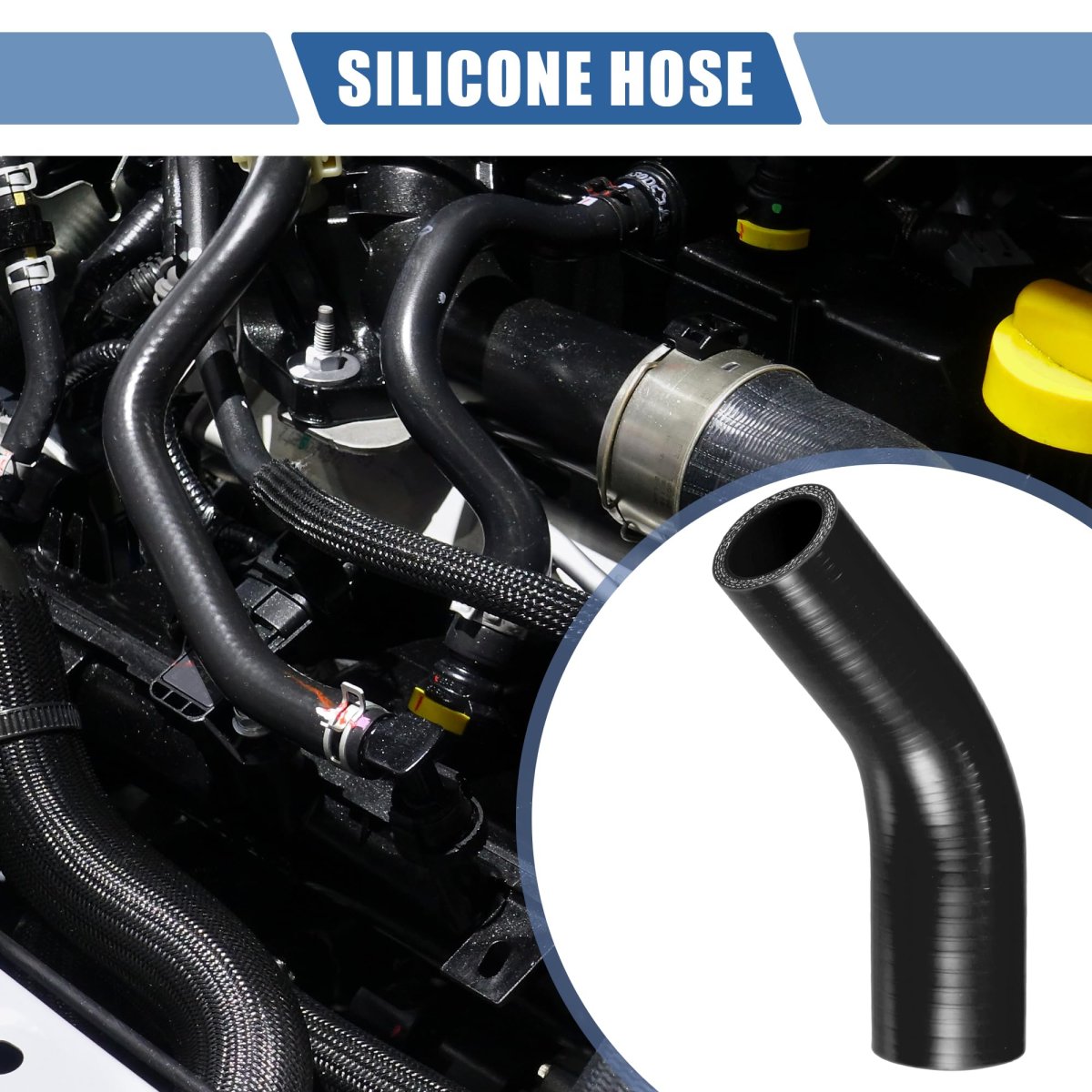 1 Pcs 32-38mm 26 -1 50 Id 90mm 3 54 Length 45 Degrees Black Car Silicone Hose Coolant Universal