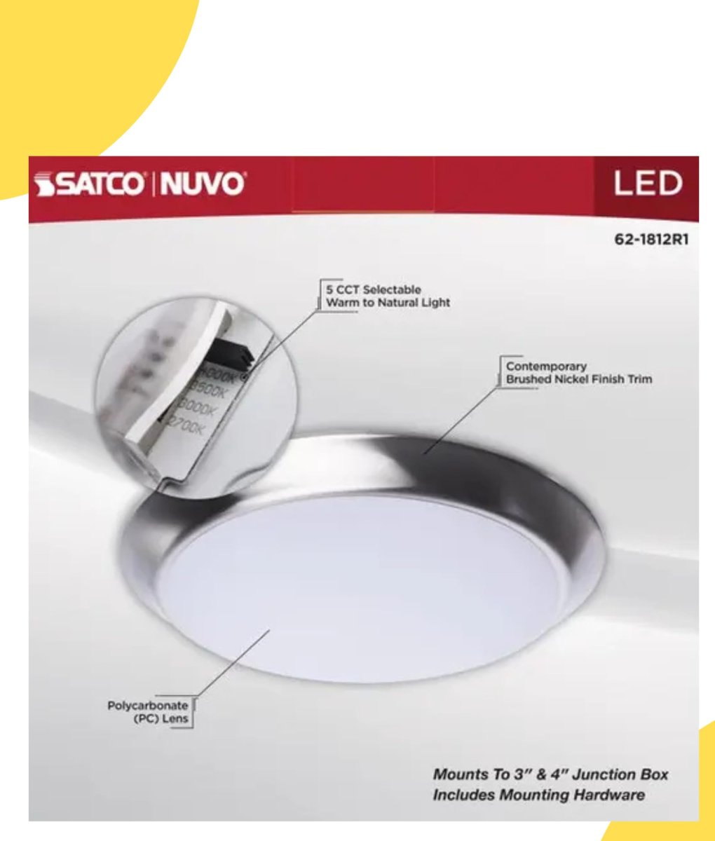 62-1812r1 10 In Integrated Led Disk Light Cct Selectable 2700k To 5000k 1000 Lumens 12w Triac Dimmable 90 Cri Brushed Nickel