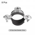 Uxcell 25mm Rigid Pipe Strap Clamps Carbon Steel Bracket Tube Clips M8 Nut Size For Water 8 Pcs