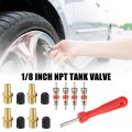 Uxcell Universal 1 8 Inch Npt Tank Valve Air Compressor Fill With Anti-corrosion Brass And Caps Replacement Stems Cores Set