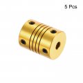 Uxcell 5pcs 3mm To 5mm Aluminum Alloy Shaft Coupling L24 5xd19 5 Flexible Coupler For Encoders And Motors Golden