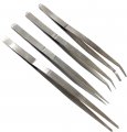 Toolusa 4 Piece Tweezer Set 5 7 Range Curved Straight Tips Enhanced Teeth Grip Ideal For Specimens Craftwork 