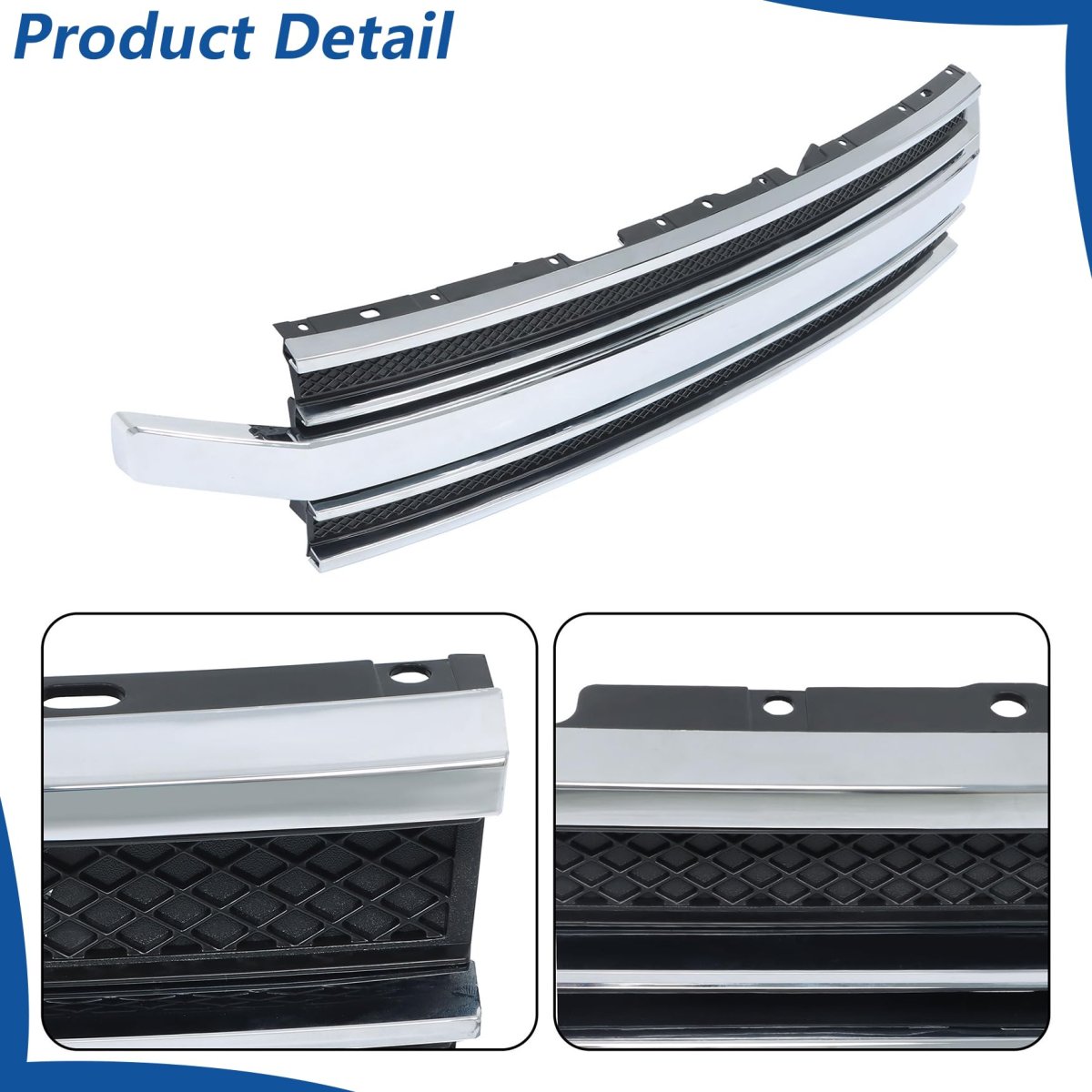 Black With Chrome Molding Trim Front Bumper Grille Upper Replacement For Flex 2013-2019