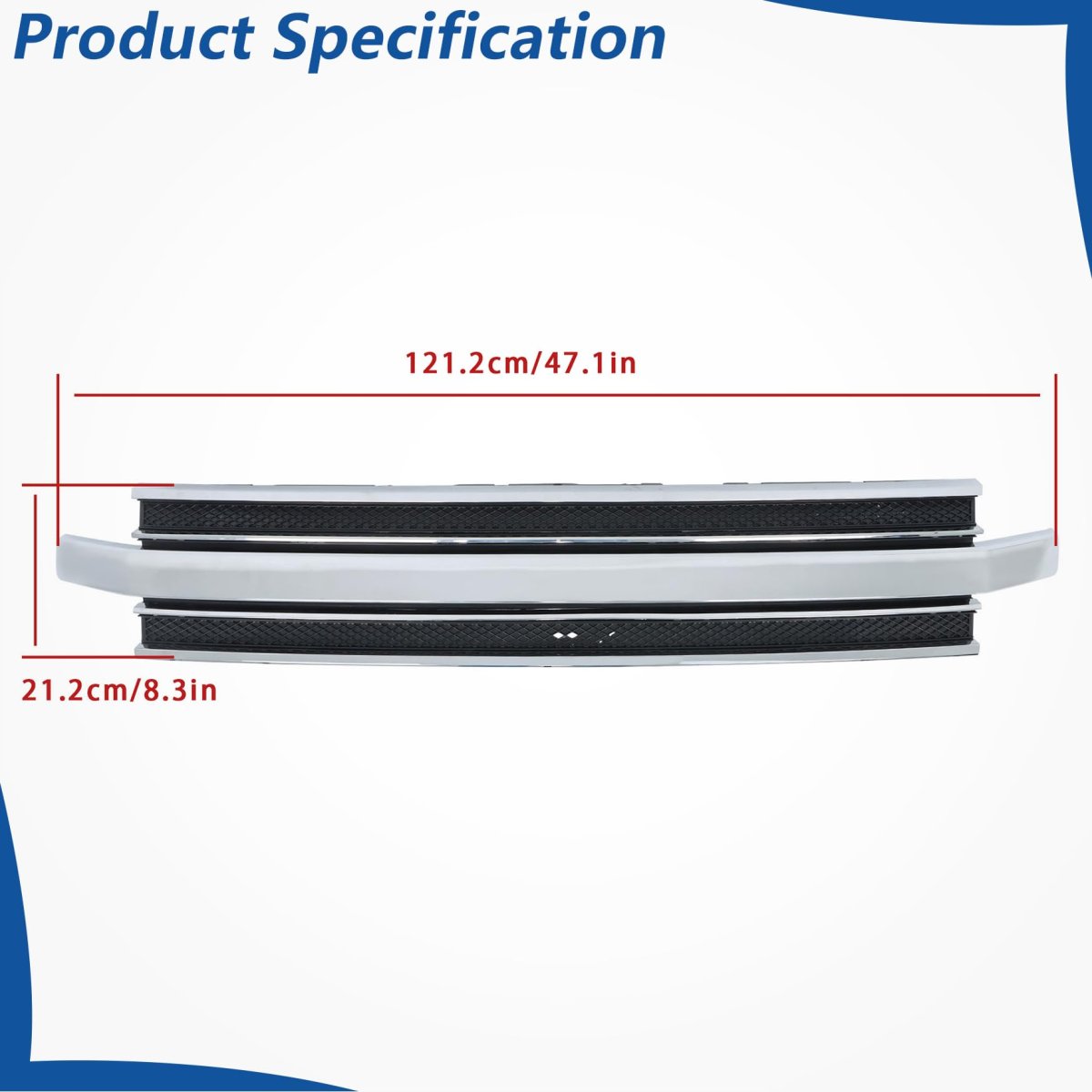 Black With Chrome Molding Trim Front Bumper Grille Upper Replacement For Flex 2013-2019