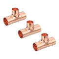 3pcs 1 2 X 3 8 Copper Reducing Tee Pressure Pipe Fitting Connectors For Plumbing Supply Refrigeration 